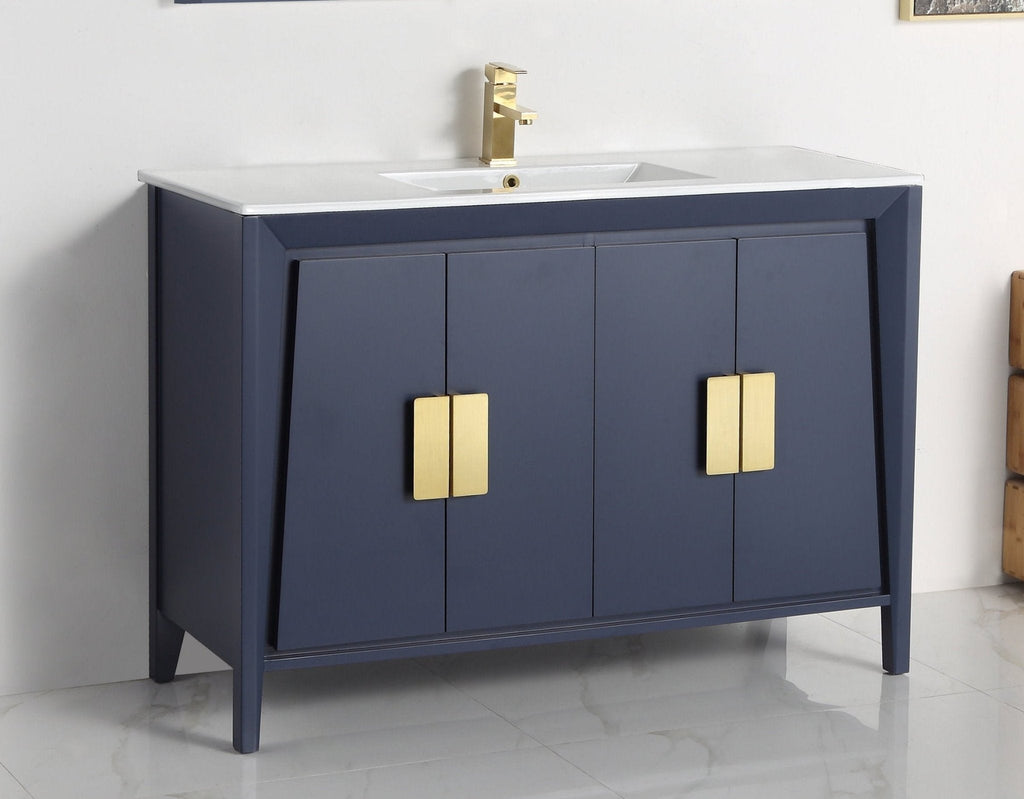 48" Larvotto Navy Blue Color Modern Bathroom Sink Vanity
