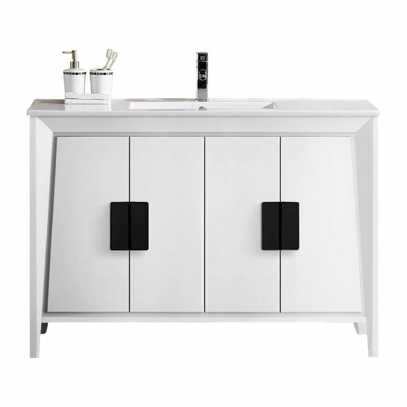 48" Larvotto White Color Modern Bathroom Sink Vanity CL-22WHT47-ZI - Chans Furniture