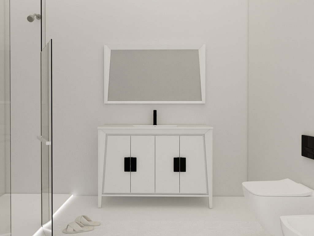 48" Larvotto White Color Modern Bathroom Sink Vanity CL-22WHT47-ZI - Chans Furniture
