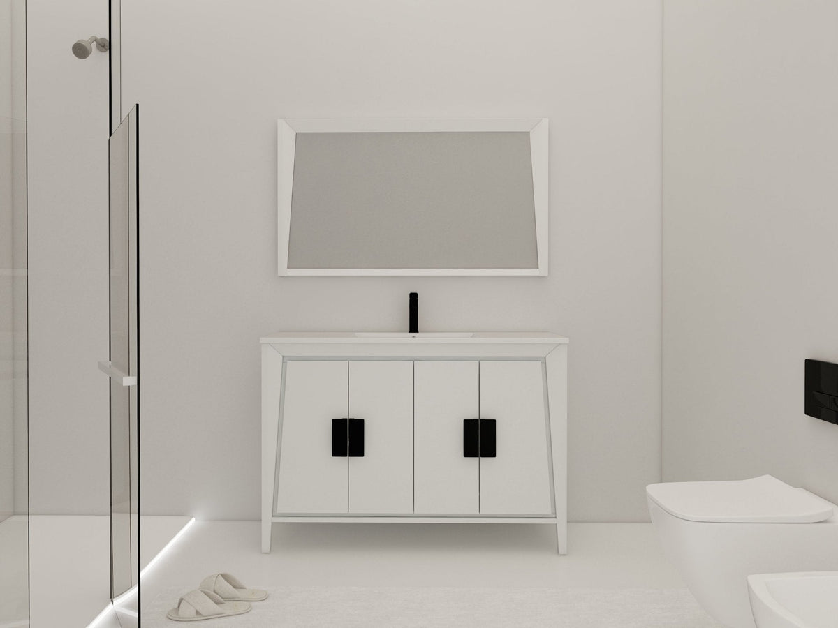 48" Larvotto White Color Modern Bathroom Sink Vanity CL-22WHT47-ZI - Chans Furniture