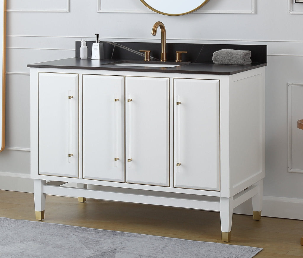 48" Tennant Brand Bertone White Modern Bathroom Sink Vanity