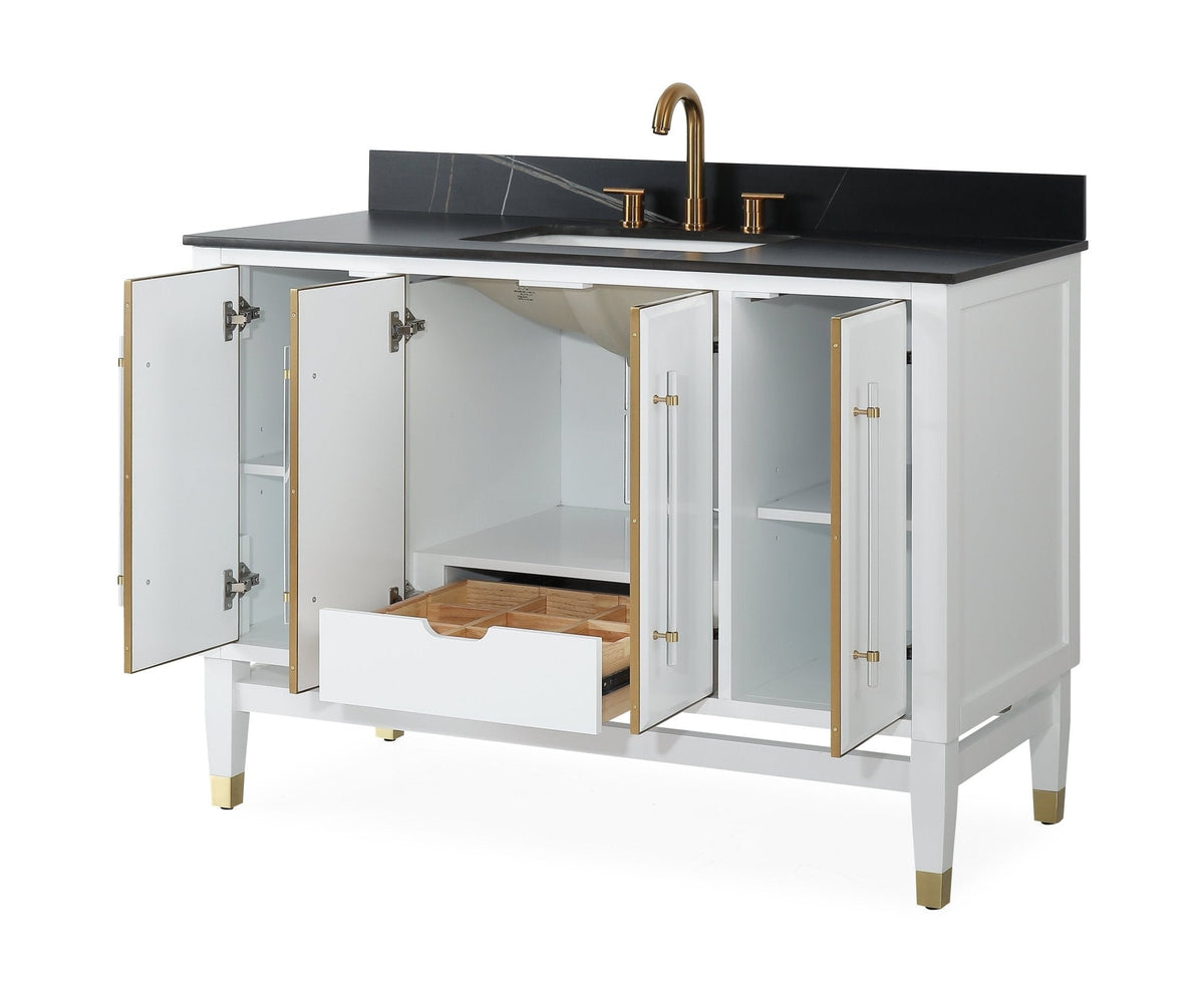 48" Tennant Brand Bertone White Modern Bathroom Sink Vanity