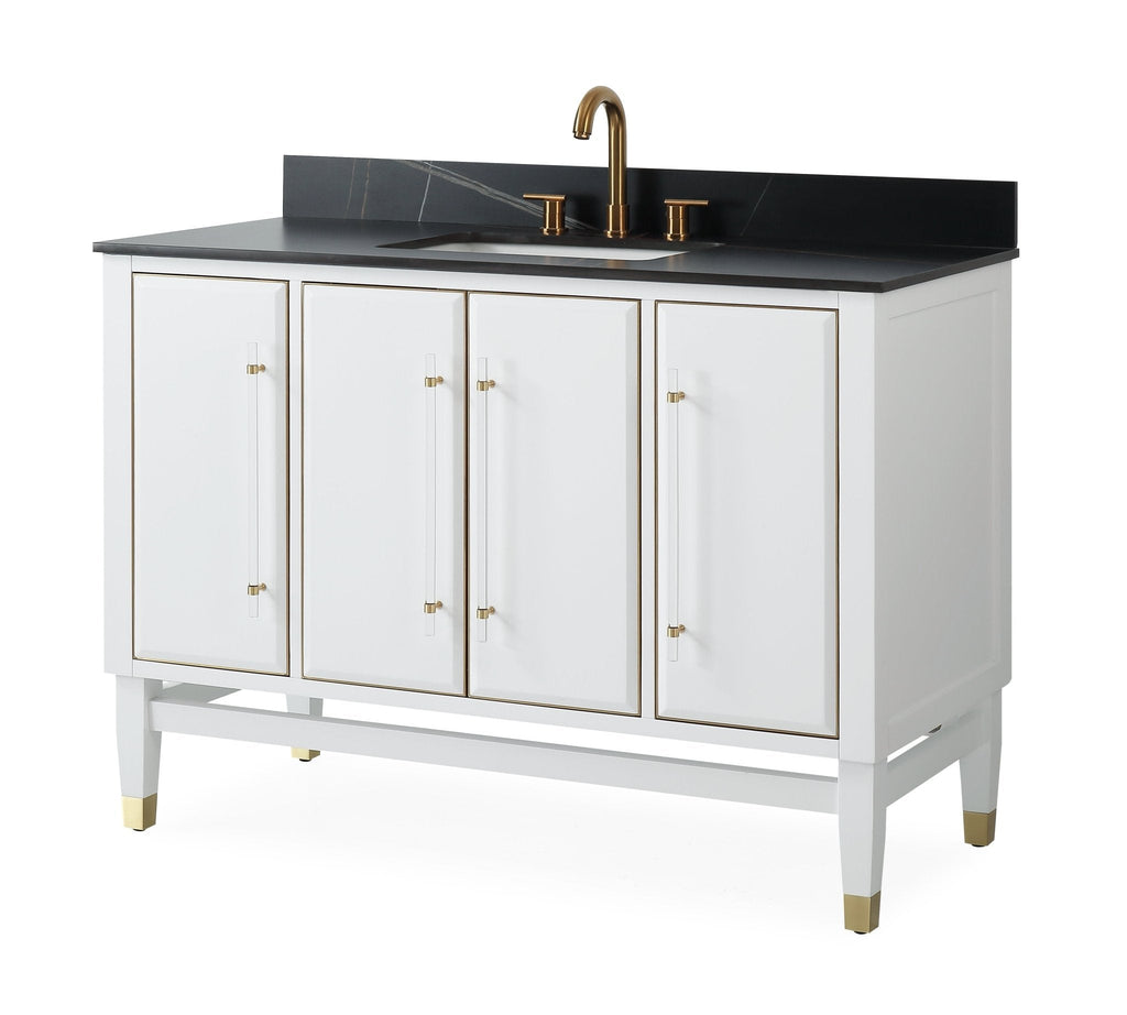 48" Tennant Brand Bertone White Modern Bathroom Sink Vanity