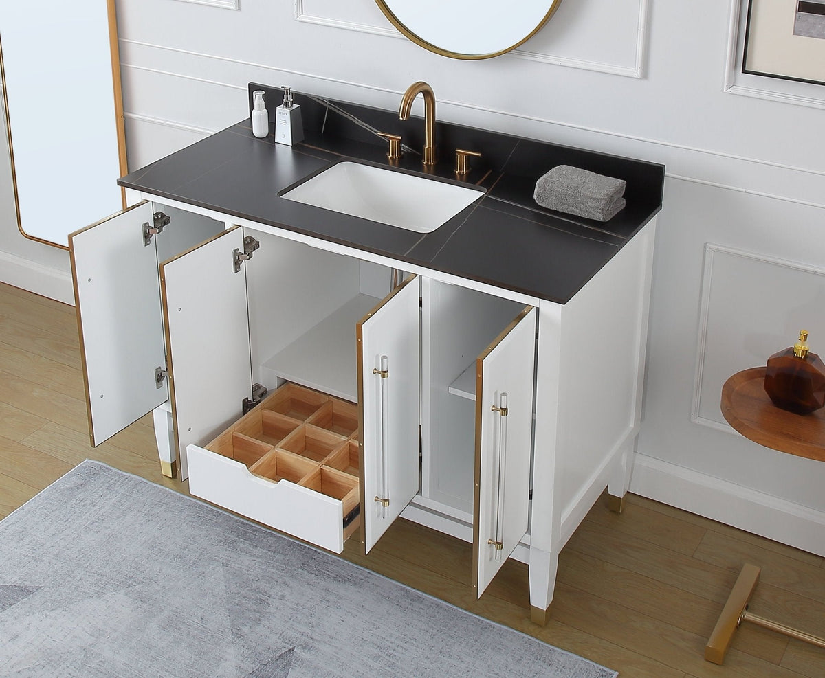 48" Tennant Brand Bertone White Modern Bathroom Sink Vanity