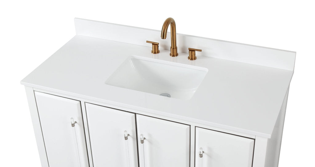 48" Tennant Brand Bertone White Modern Bathroom Sink Vanity