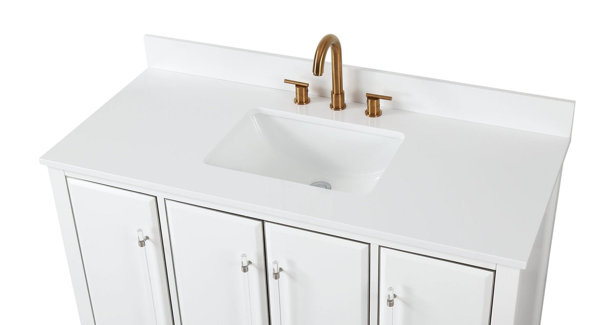 48" Tennant Brand Bertone White Modern Bathroom Sink Vanity