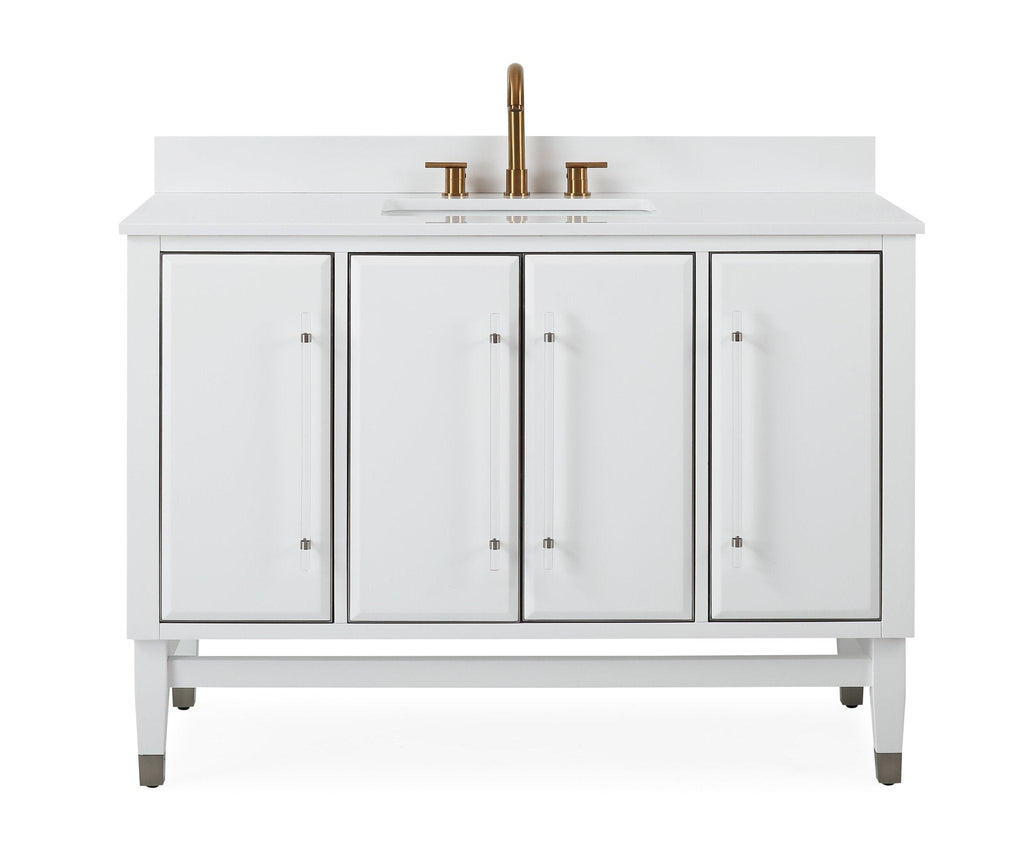 48" Tennant Brand Bertone White Modern Bathroom Sink Vanity