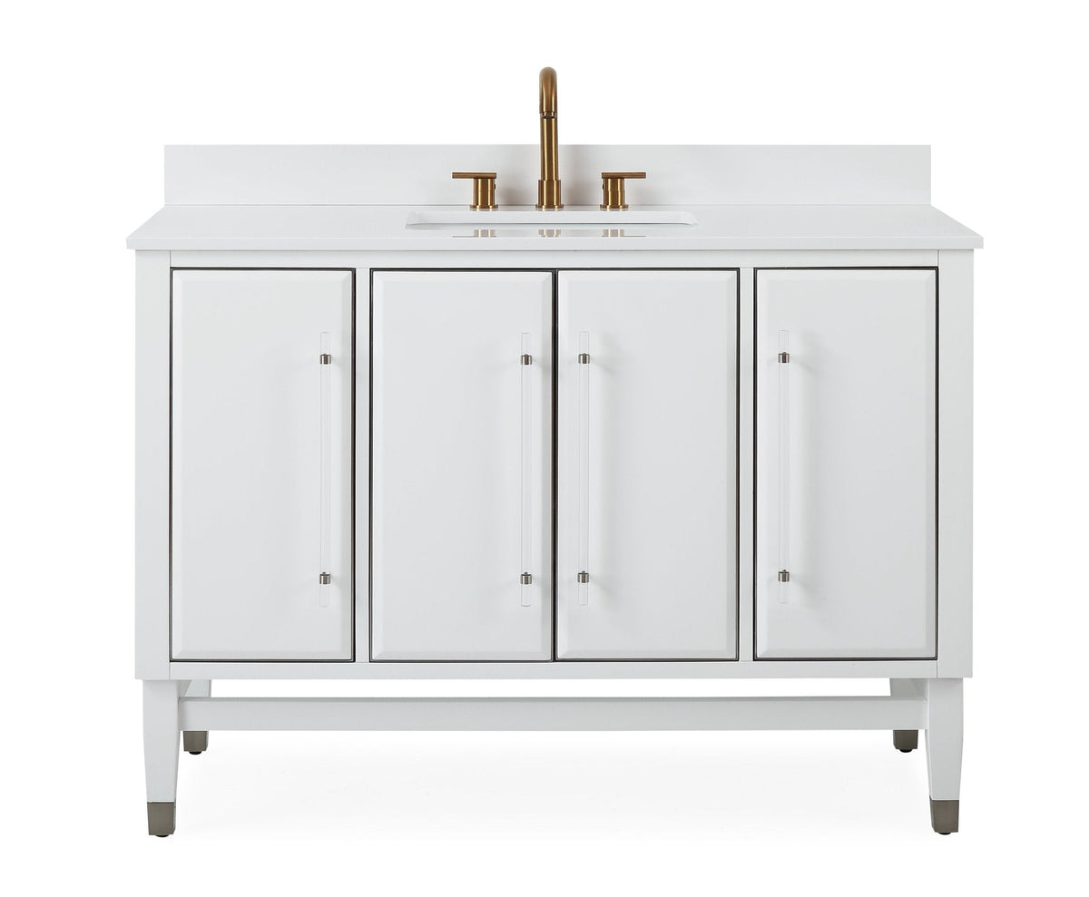 48" Tennant Brand Bertone White Modern Bathroom Sink Vanity