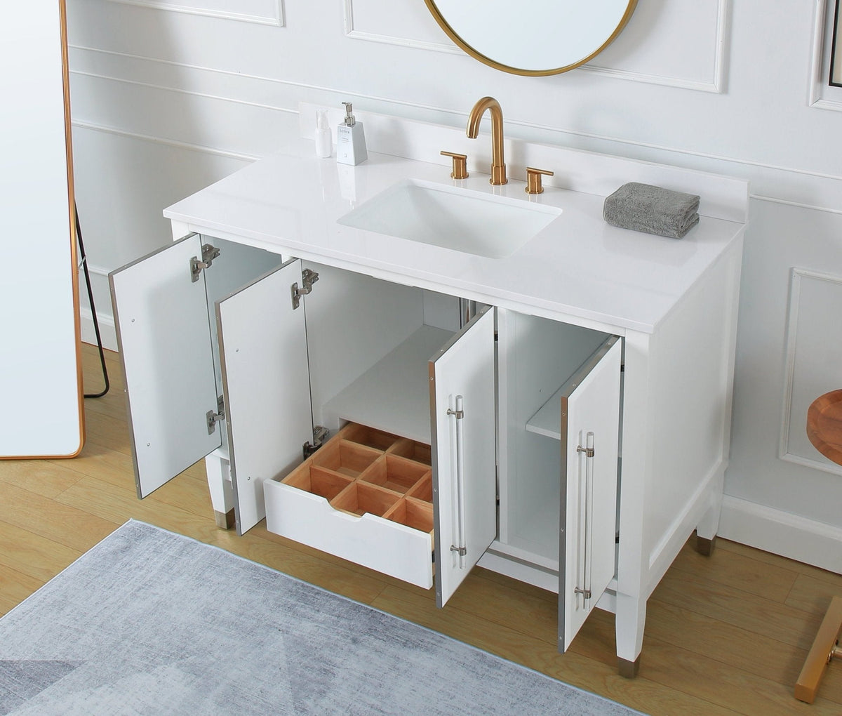 48" Tennant Brand Bertone White Modern Bathroom Sink Vanity
