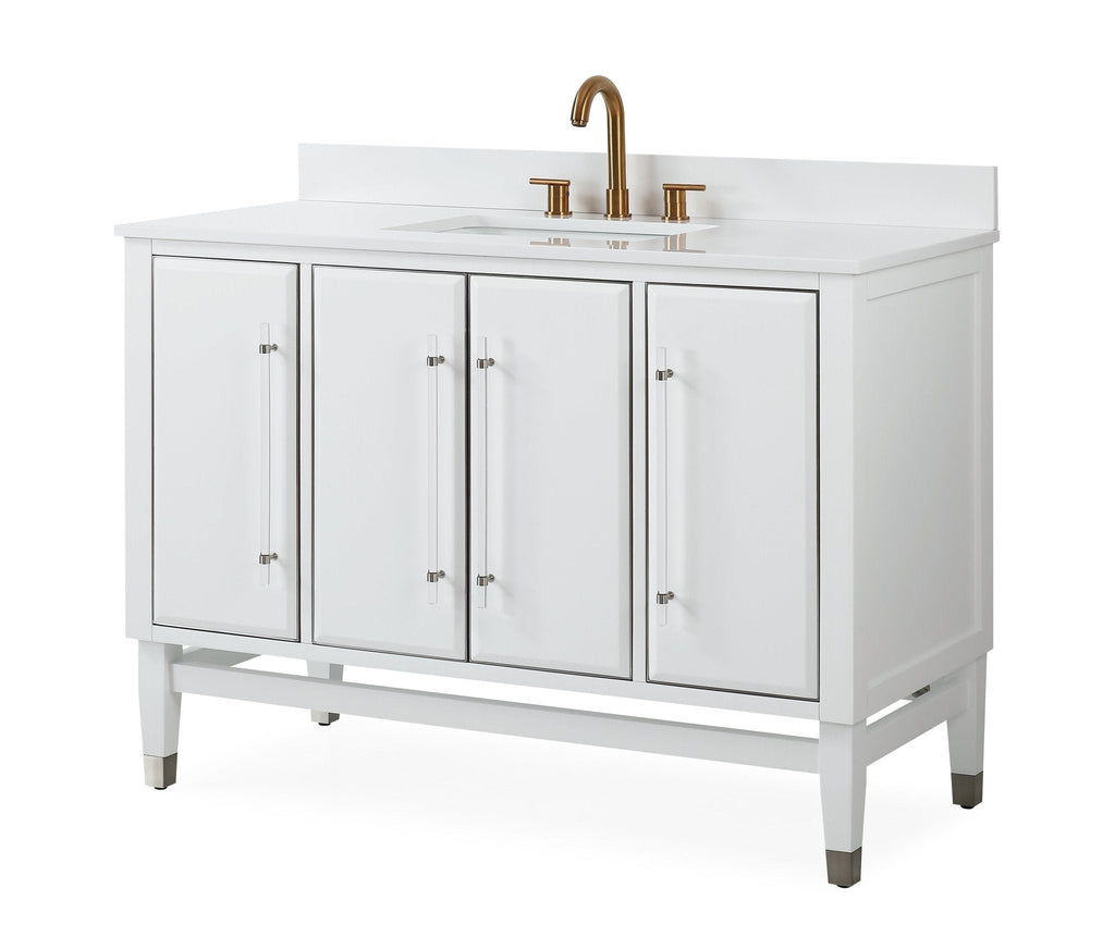 48" Tennant Brand Bertone White Modern Bathroom Sink Vanity
