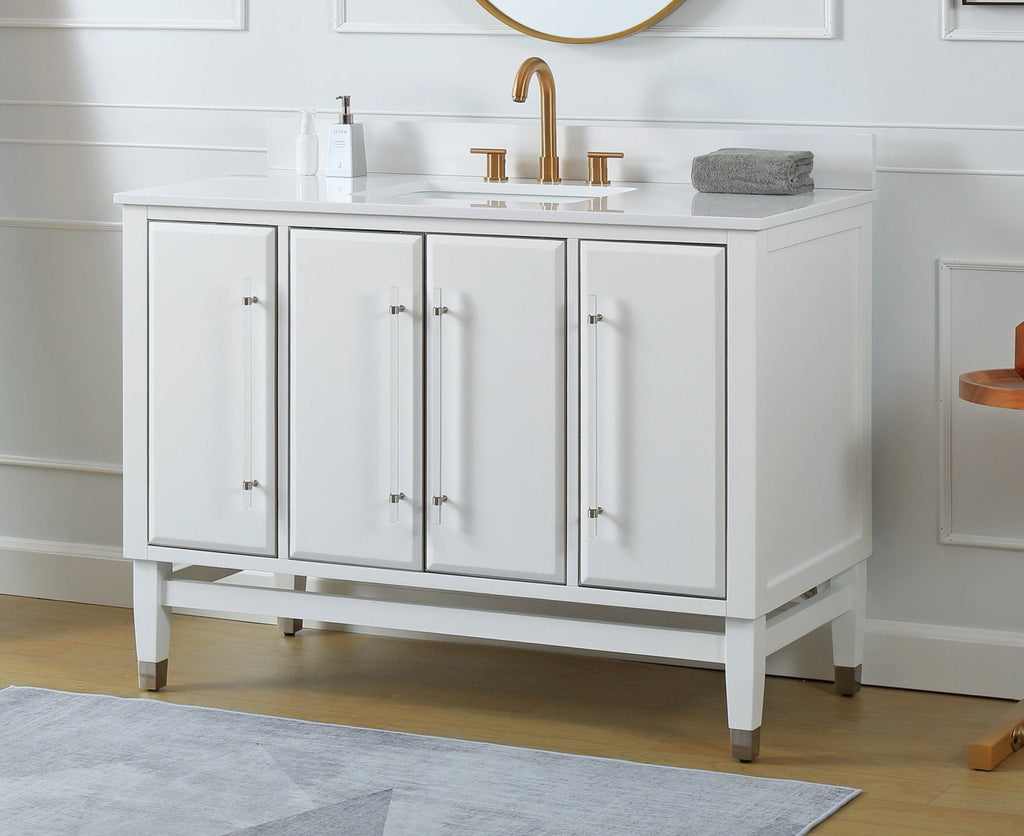 48" Tennant Brand Bertone White Modern Bathroom Sink Vanity