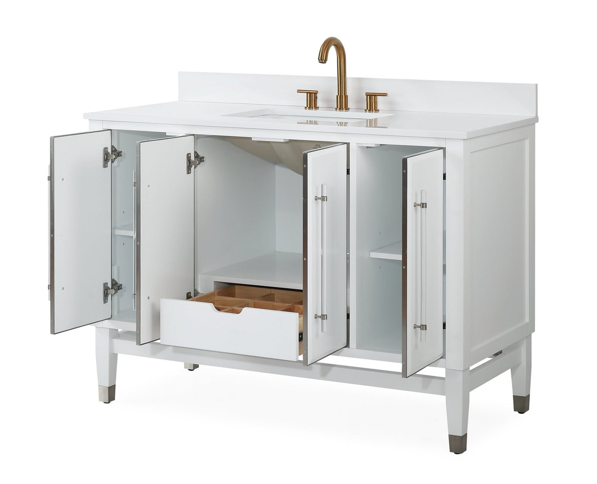 48" Tennant Brand Bertone White Modern Bathroom Sink Vanity