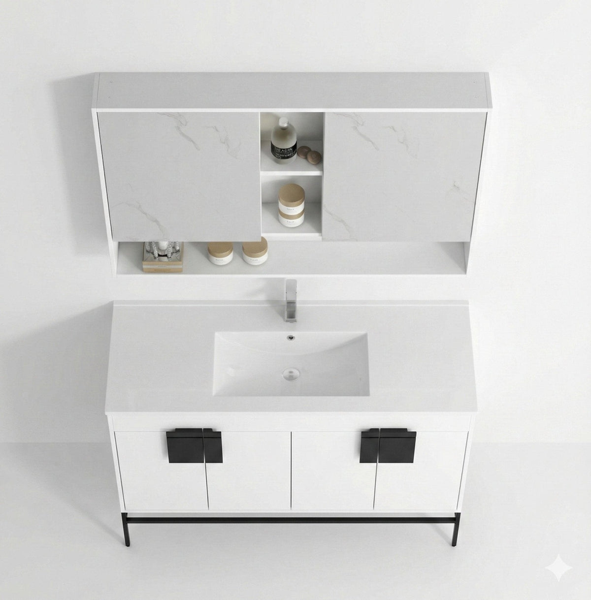 48" Tennant Brand Kuro Minimalistic White Single Sink Bathroom Vanity