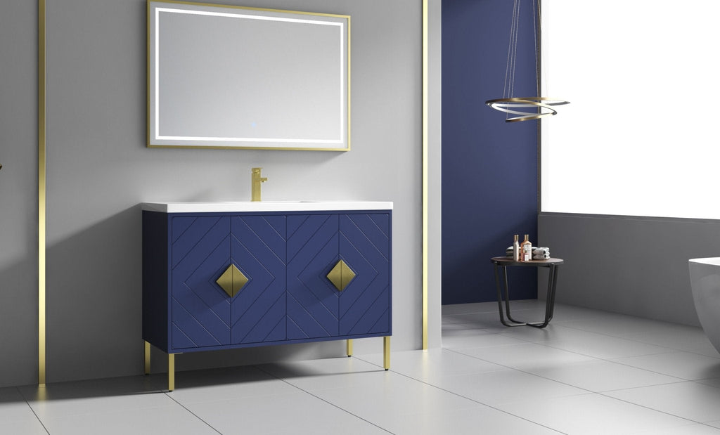 48" Tennant Brand Modern Style Navy Blue Eileen Bathroom Sink Vanity