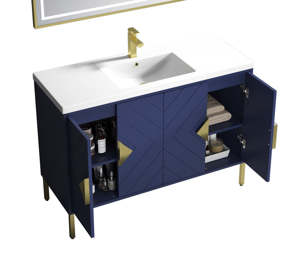 48" Tennant Brand Modern Style Navy Blue Eileen Bathroom Sink Vanity
