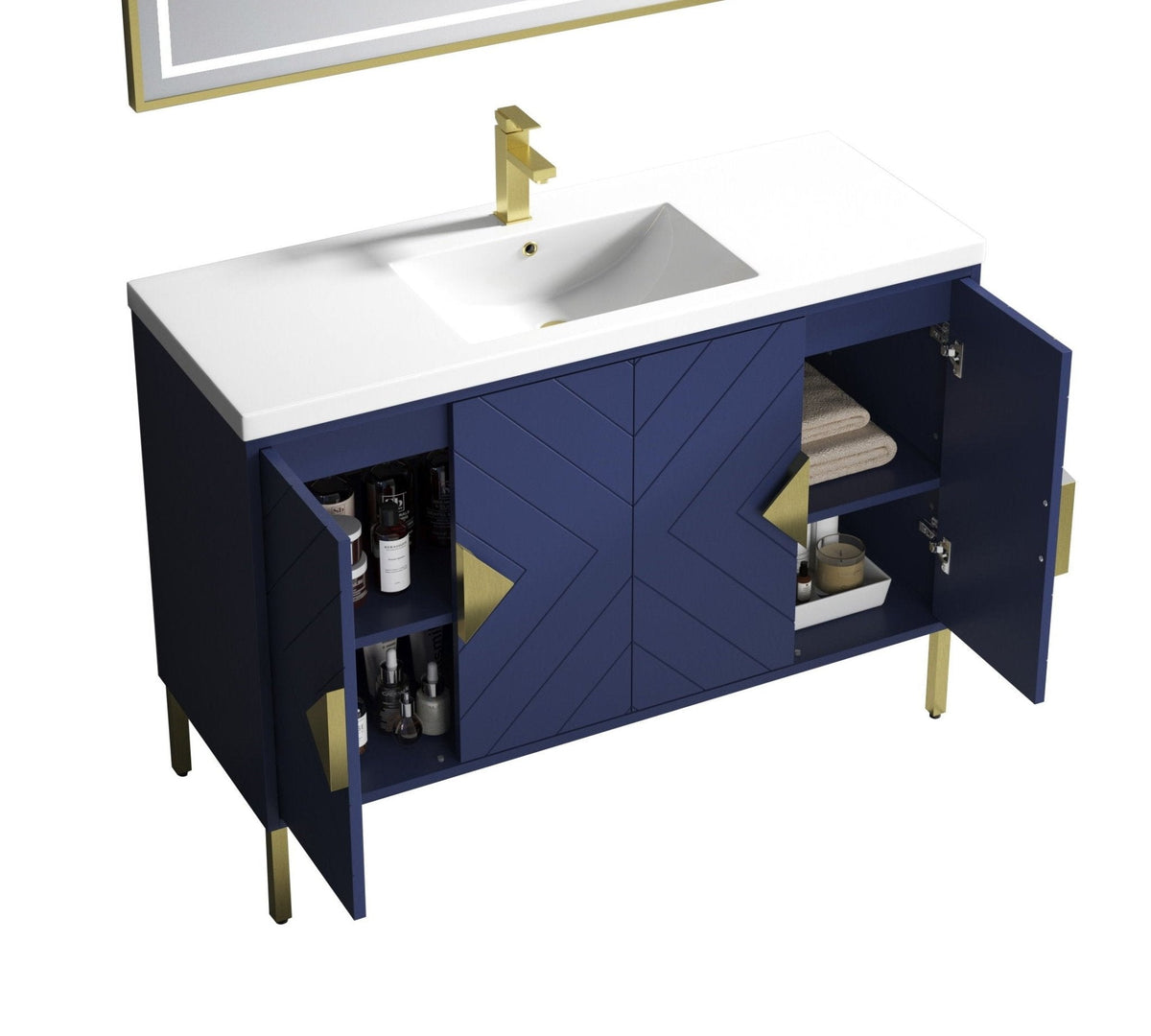 48" Tennant Brand Modern Style Navy Blue Eileen Bathroom Sink Vanity