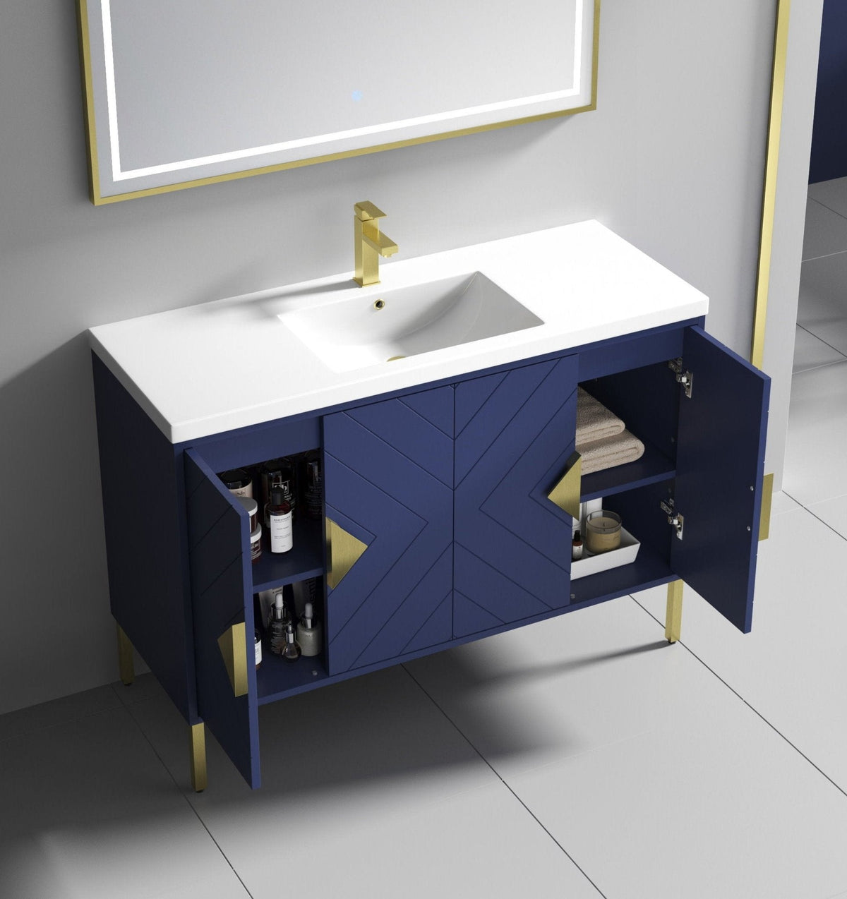 48" Tennant Brand Modern Style Navy Blue Eileen Bathroom Sink Vanity