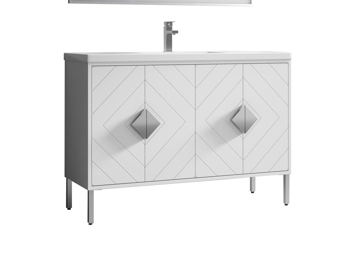 48" Tennant Brand Modern Style White Eileen Bathroom Sink Vanity
