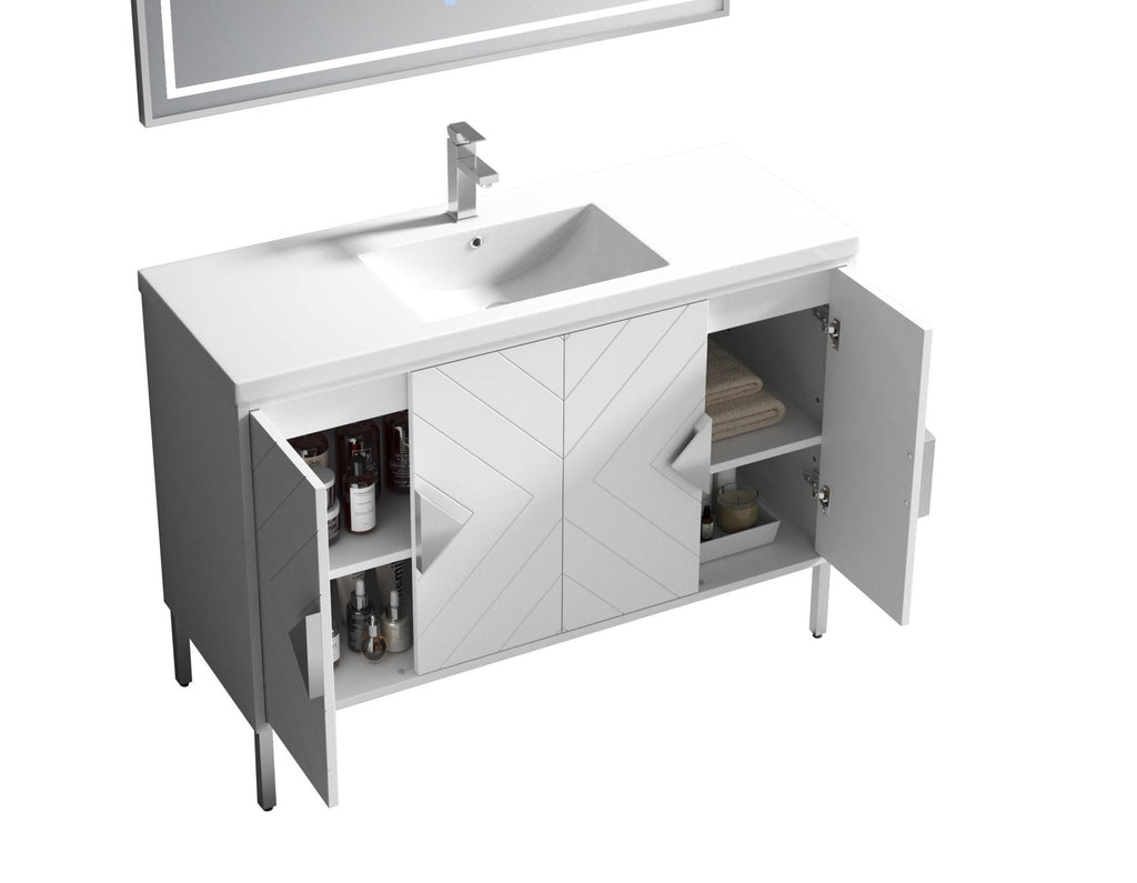 48" Tennant Brand Modern Style White Eileen Bathroom Sink Vanity