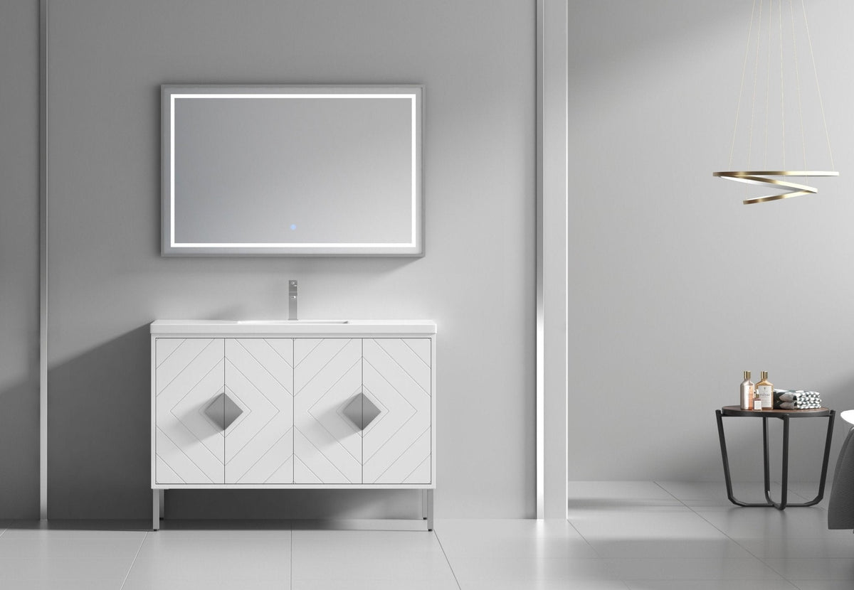 48" Tennant Brand Modern Style White Eileen Bathroom Sink Vanity