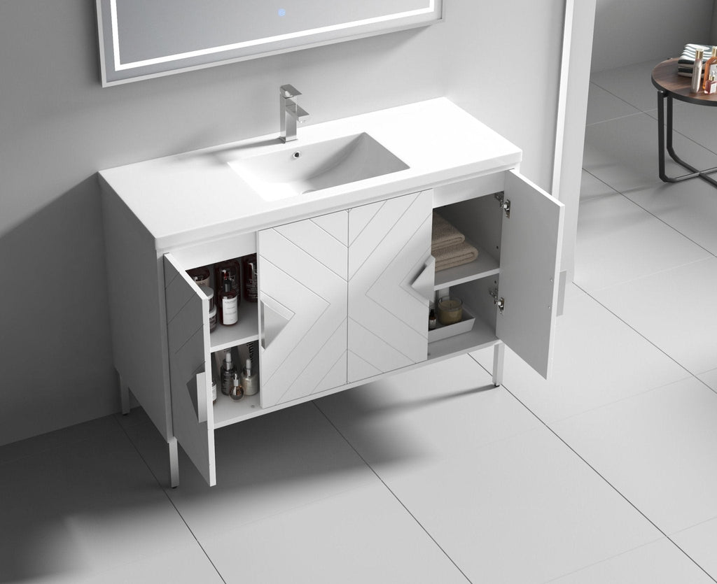 48" Tennant Brand Modern Style White Eileen Bathroom Sink Vanity