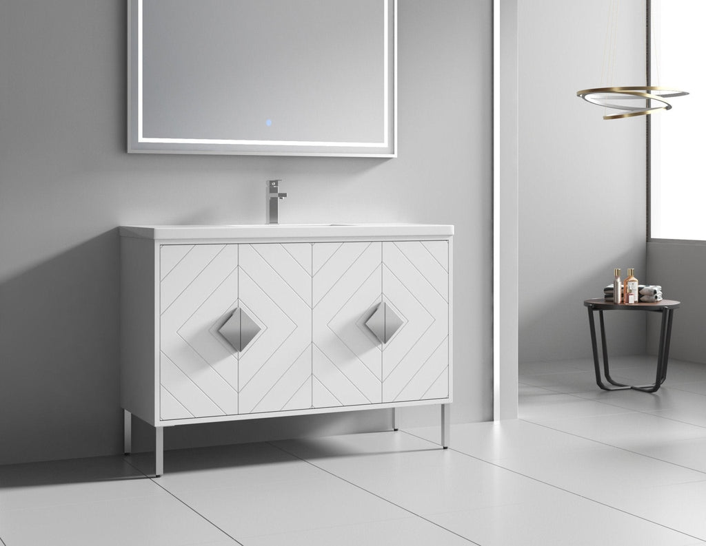 48" Tennant Brand Modern Style White Eileen Bathroom Sink Vanity