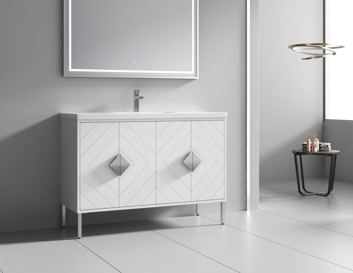 48" Tennant Brand Modern Style White Eileen Bathroom Sink Vanity