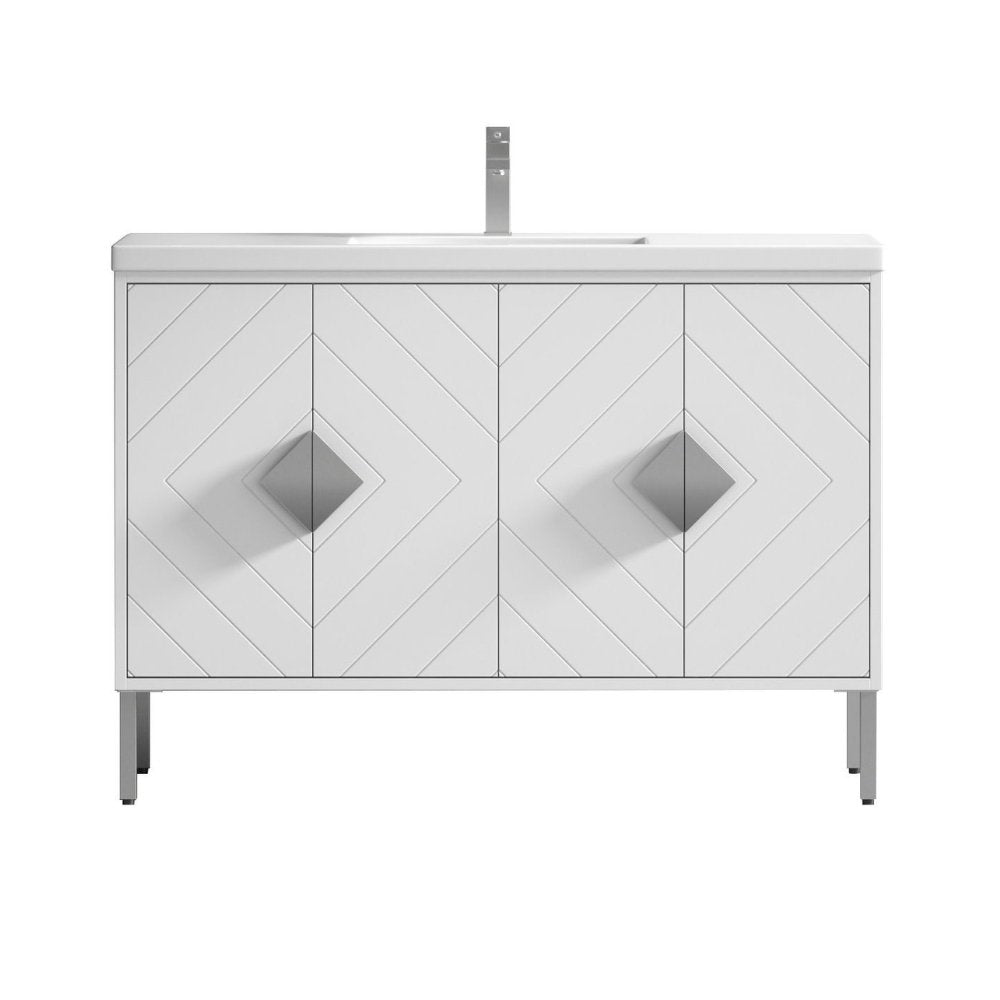 48" Tennant Brand Modern Style White Eileen Bathroom Sink Vanity