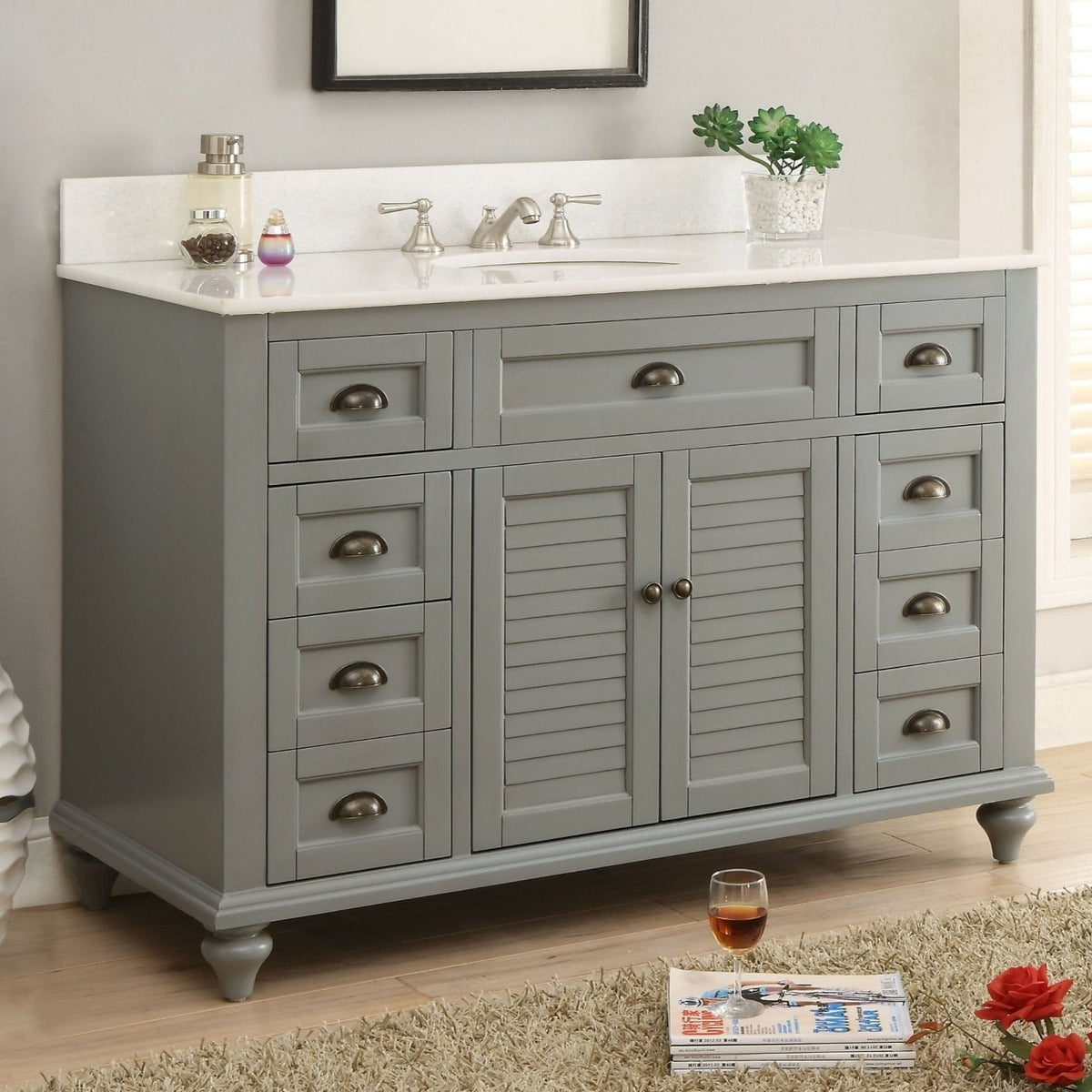 49" Benton Collection Cottage style Glennville Bathroom Sink Vanity (Grey)