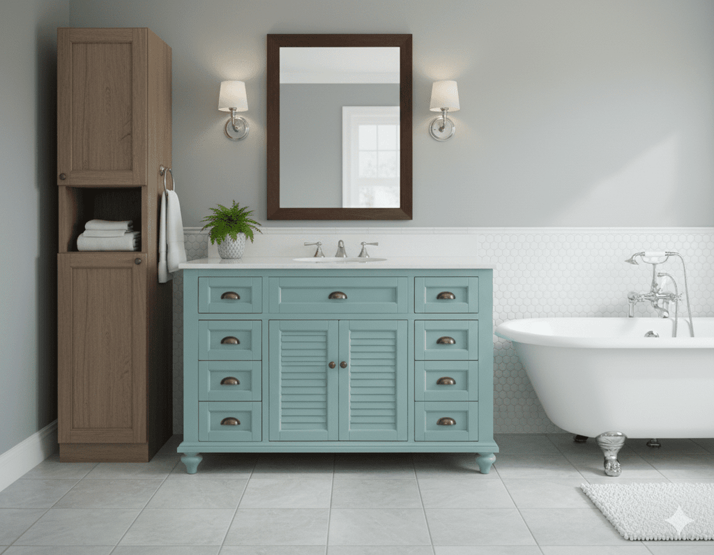 49" Benton collection Vintage Blue Cottage Glennville Bathroom Sink Vanity