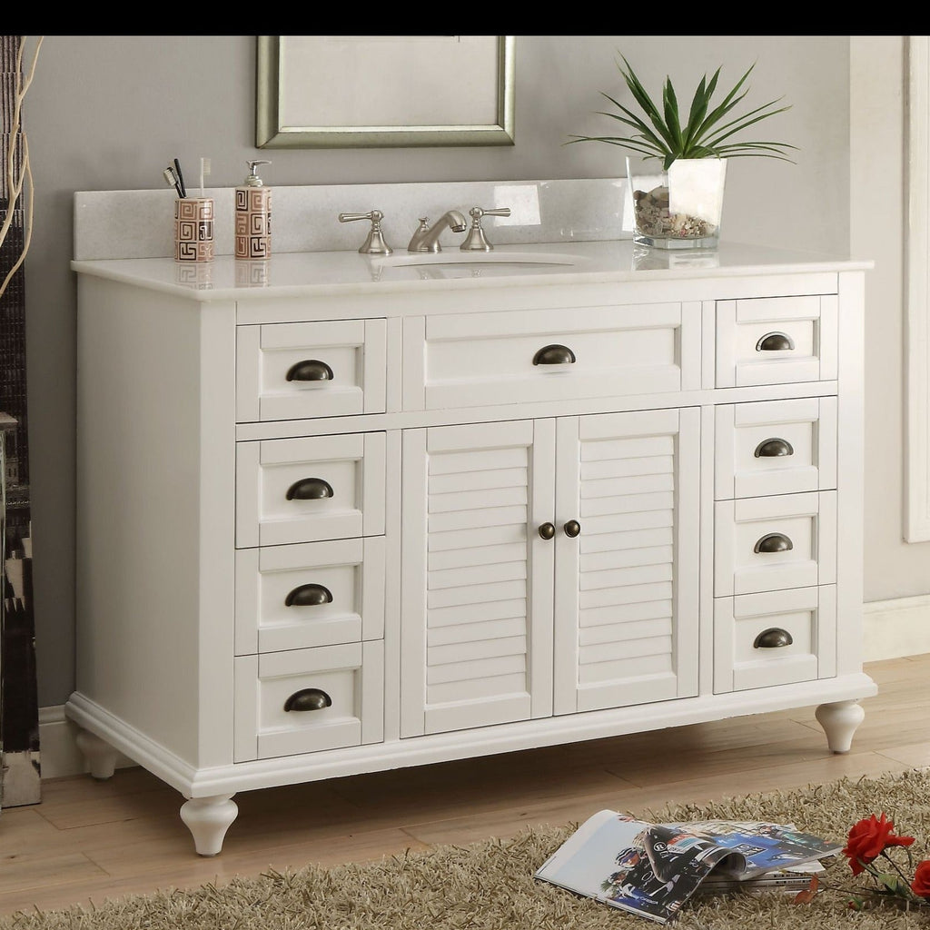 49" Cottage Style White Glennville Bathroom Sink Vanity