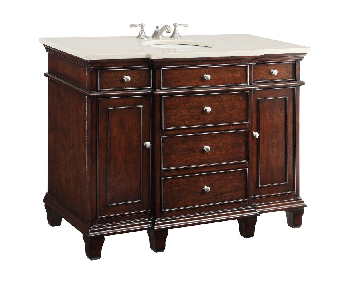 50" Dillinger Single Sink Vanity - Fully Assembled - Cream Marble Top