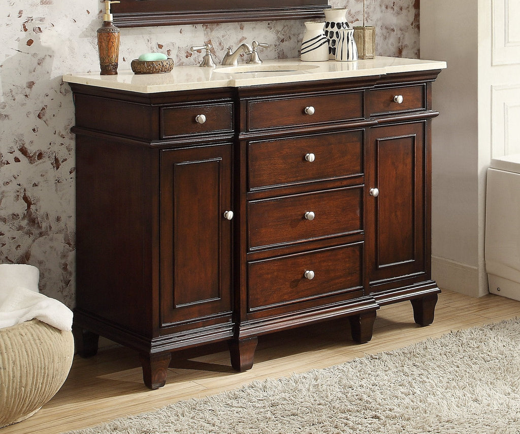 50" Dillinger Single Sink Vanity - Fully Assembled - Cream Marble Top