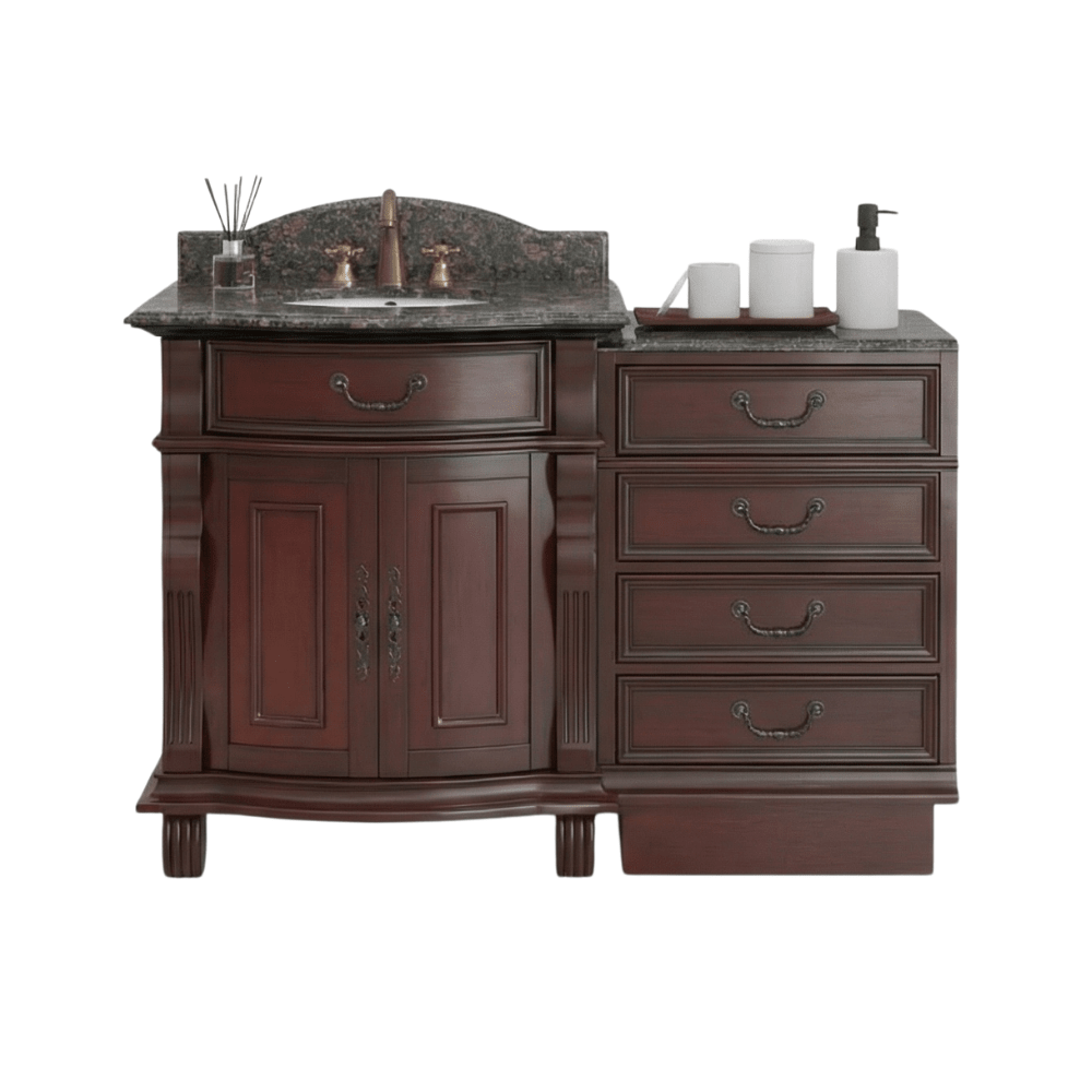 50 Inch Combo Traditional Style Solid Wood Hopkinton Single Sink Bathroom Vanity With Side Console Cabinet