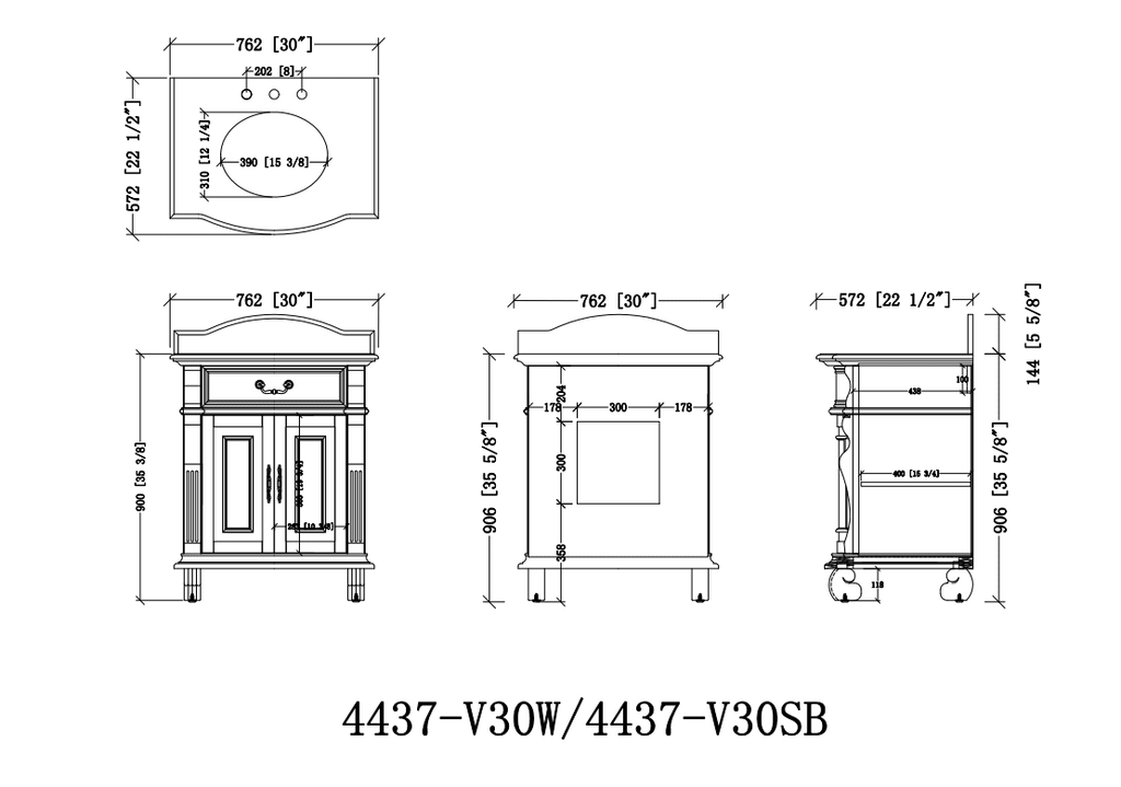 50 Inch Combo Traditional Style Solid Wood Hopkinton Single Sink Bathroom Vanity With Side Console Cabinet