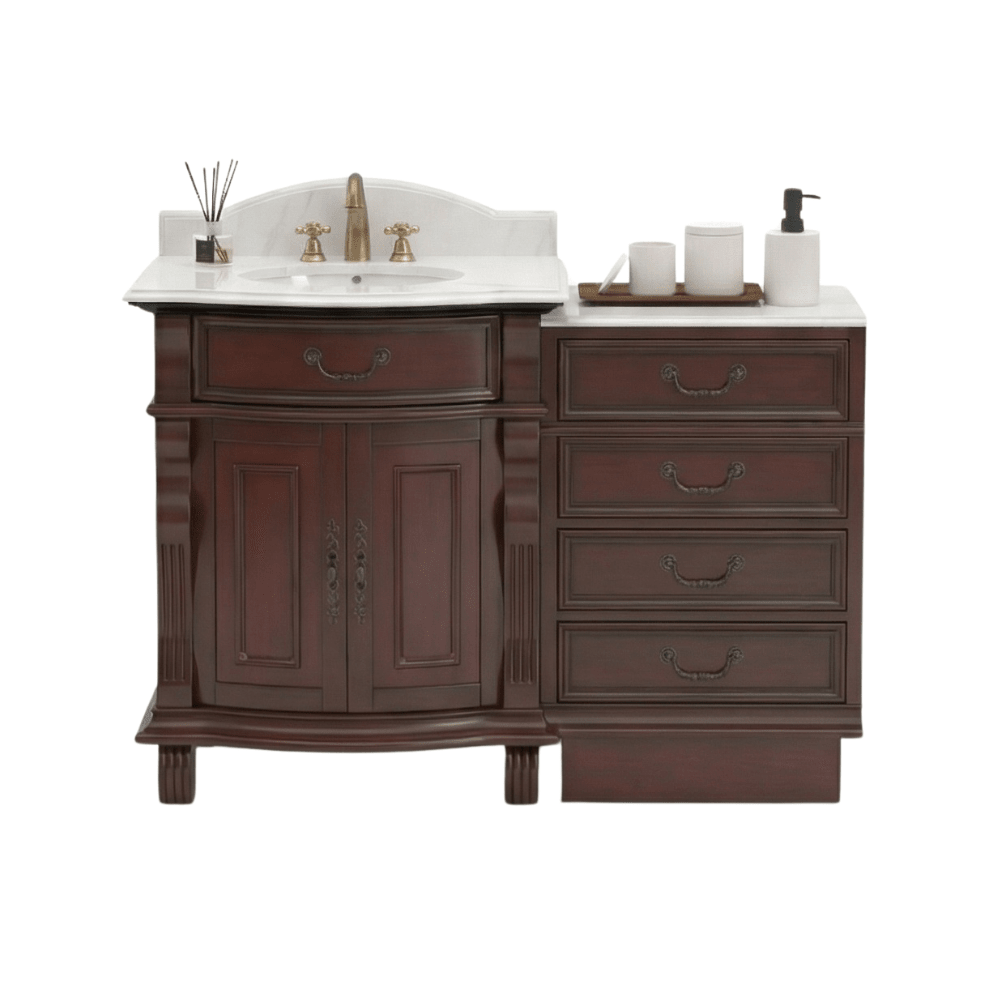 50 Inch Combo Traditional Style Solid Wood Hopkinton Single Sink Bathroom Vanity With Side Console Cabinet