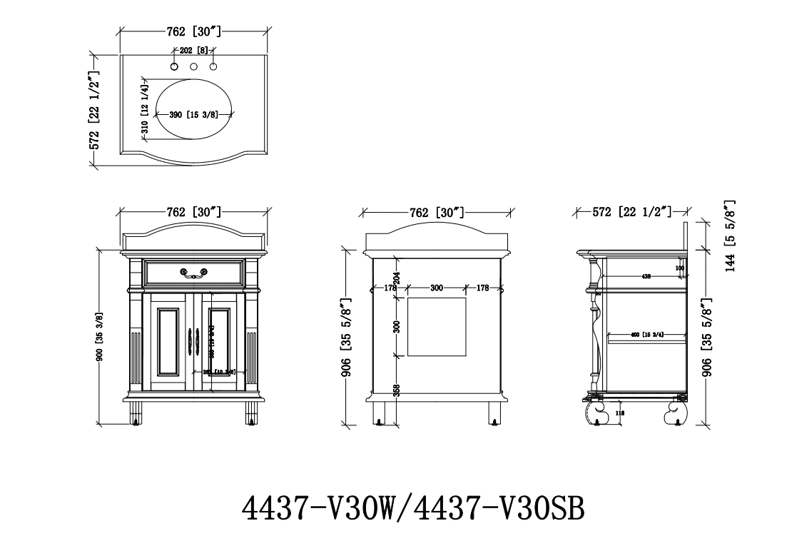 50 Inch Combo Traditional Style Solid Wood Hopkinton Single Sink Bathroom Vanity With Side Console Cabinet