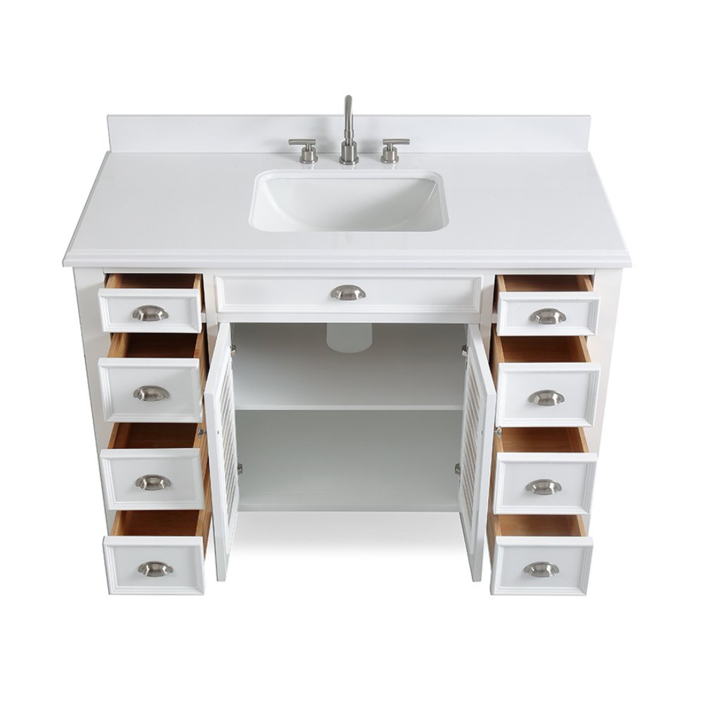 50 Inch Contemporary Style White Kalani Bathroom Vanity