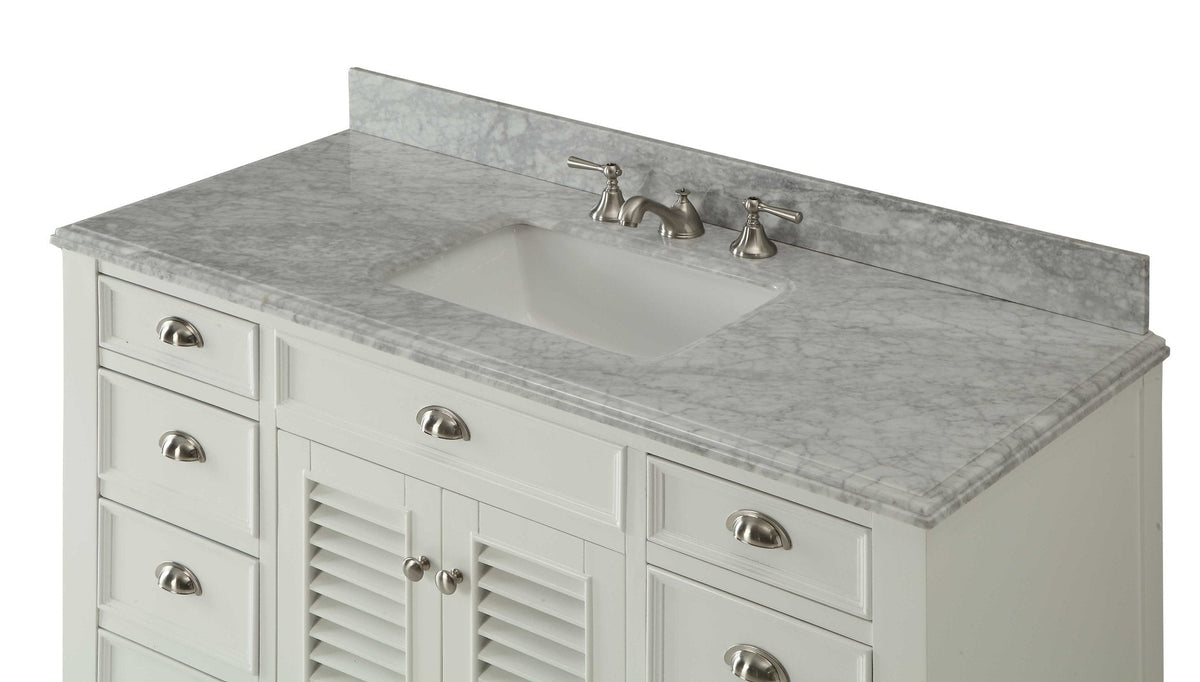 50 Inch Contemporary Style White Kalani Bathroom Vanity
