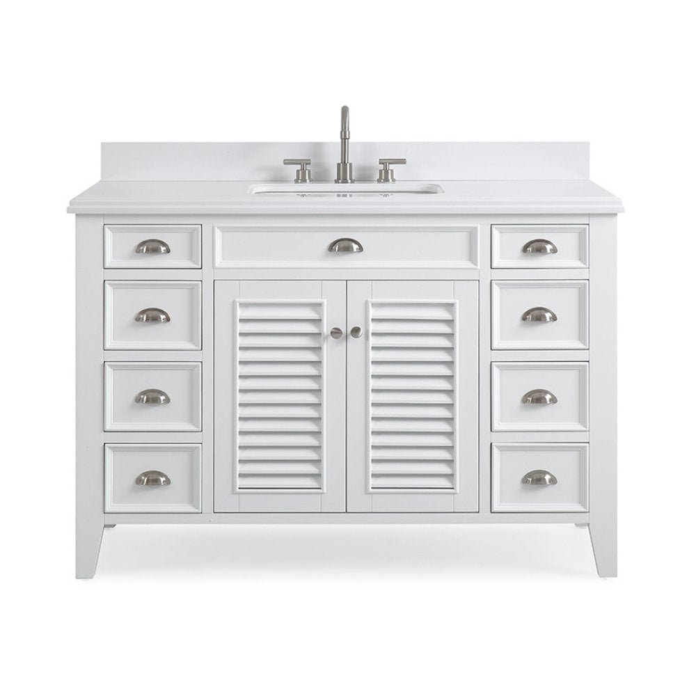 50 Inch Contemporary Style White Kalani Bathroom Vanity