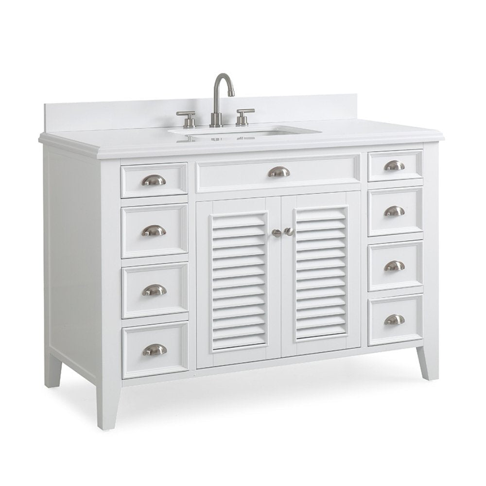 50 Inch Contemporary Style White Kalani Bathroom Vanity