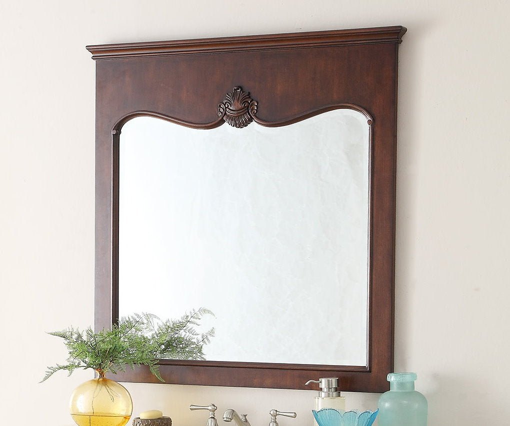 50 inch Antique Style Cherry Wood Hopkinton Bathroom Sink Vanity White Marble Top