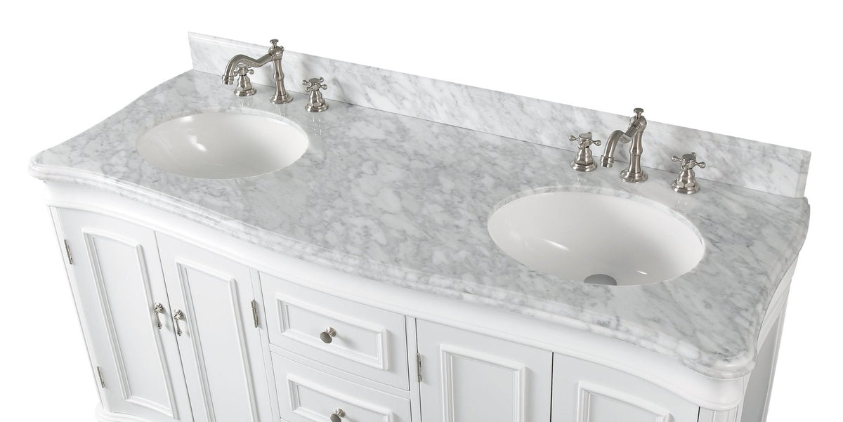 60" Benton Collection Double Sink Sesto White Bathroom Vanity