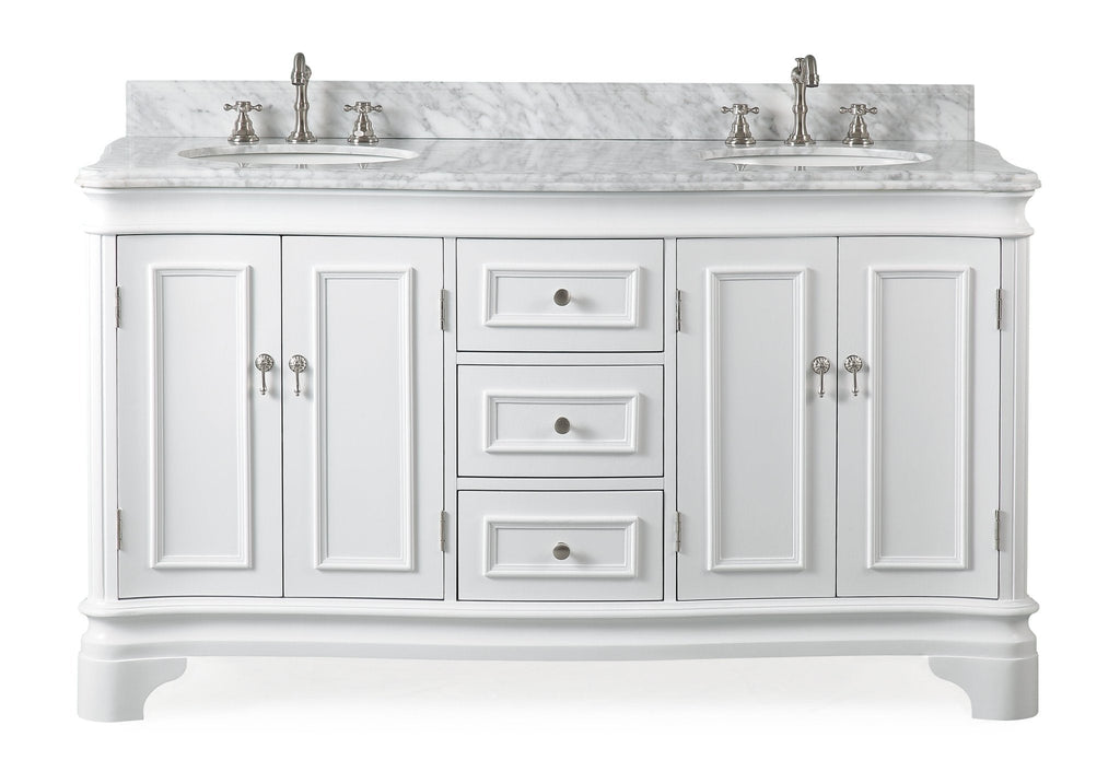 60" Benton Collection Double Sink Sesto White Bathroom Vanity