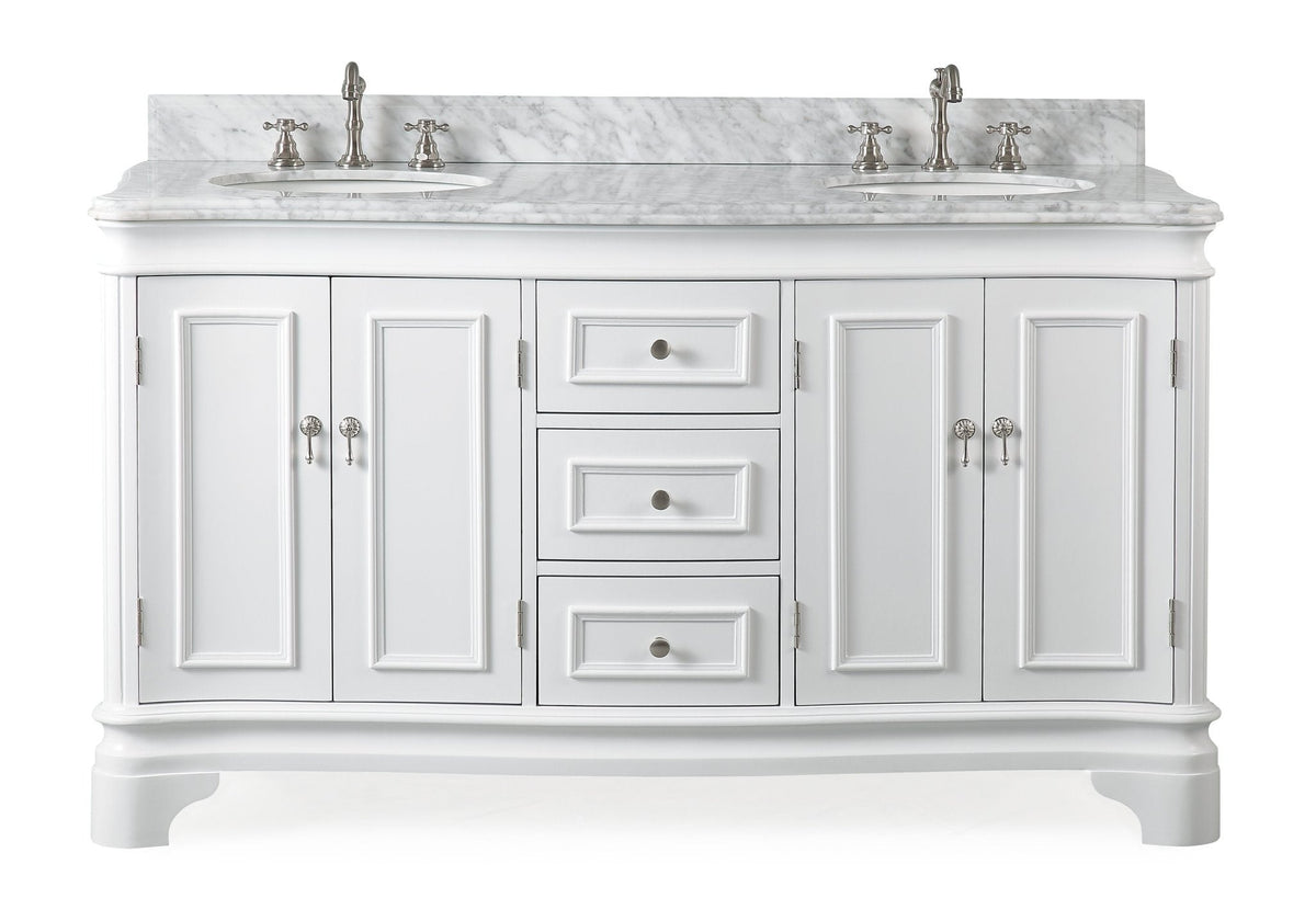 60" Benton Collection Double Sink Sesto White Bathroom Vanity