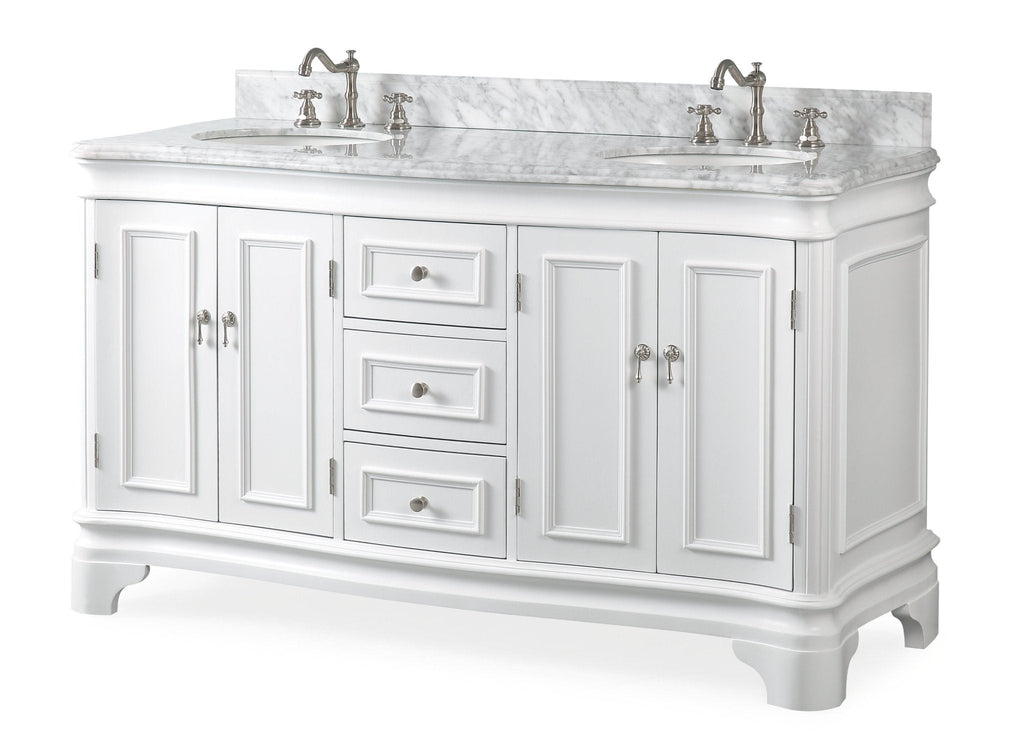 60" Benton Collection Double Sink Sesto White Bathroom Vanity