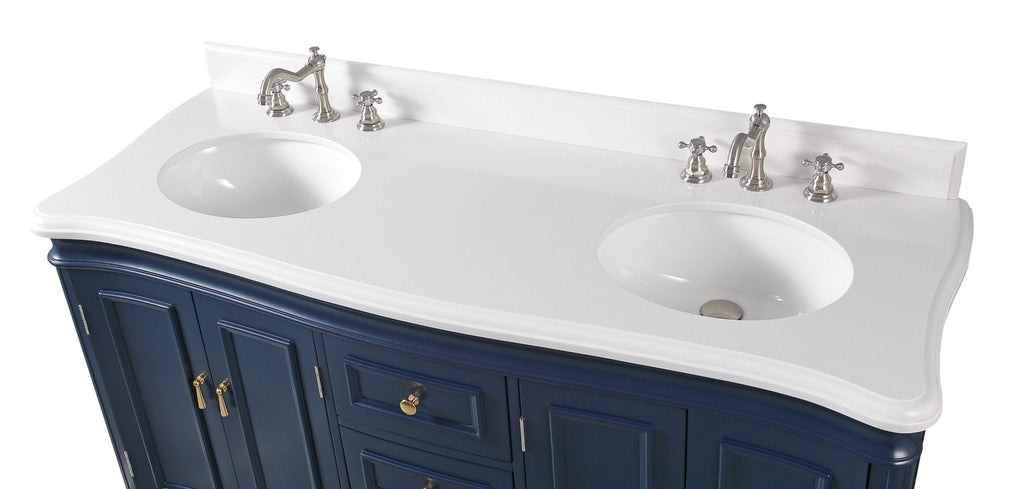 60" Benton Collection Sesto Navy Blue Bathroom Vanity