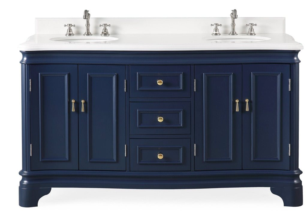 60" Benton Collection Sesto Navy Blue Bathroom Vanity