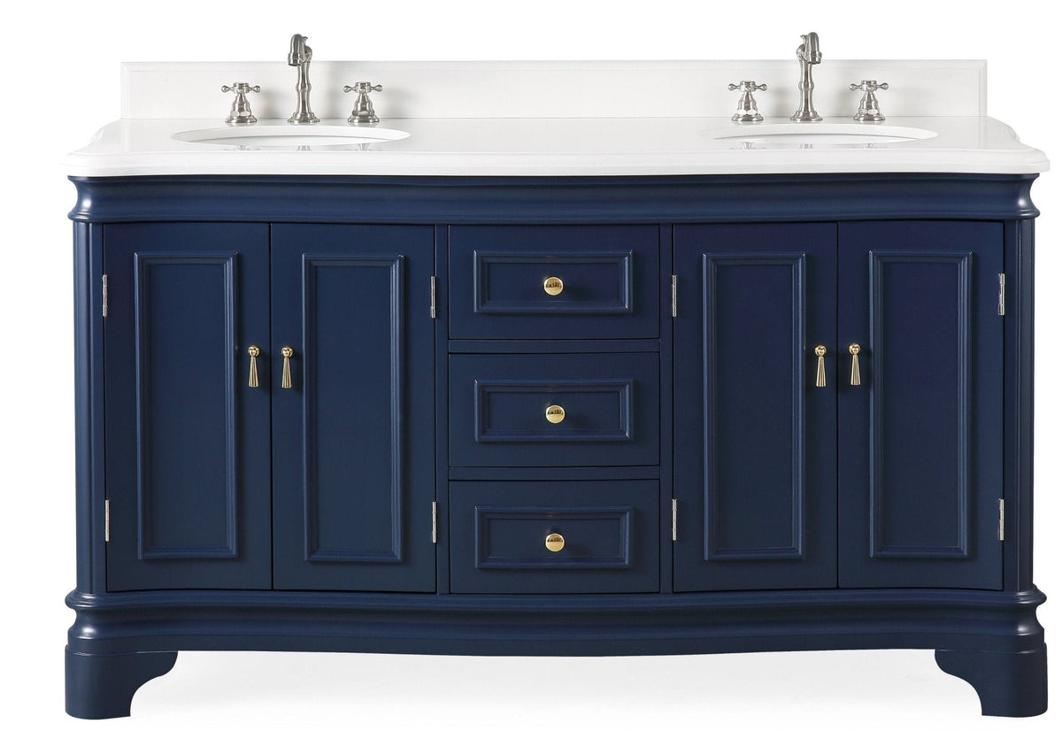 60" Benton Collection Sesto Navy Blue Bathroom Vanity