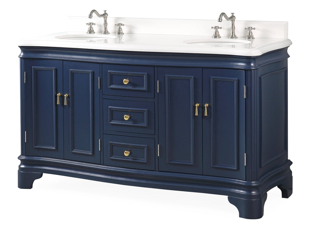 60" Benton Collection Sesto Navy Blue Bathroom Vanity